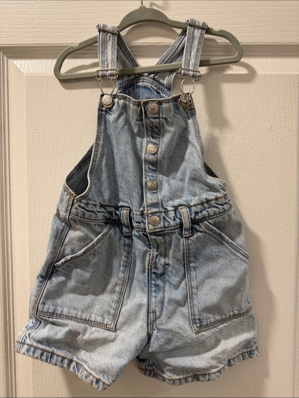 Zara Light Blue Denim Short Overalls for Kids size 3-4
